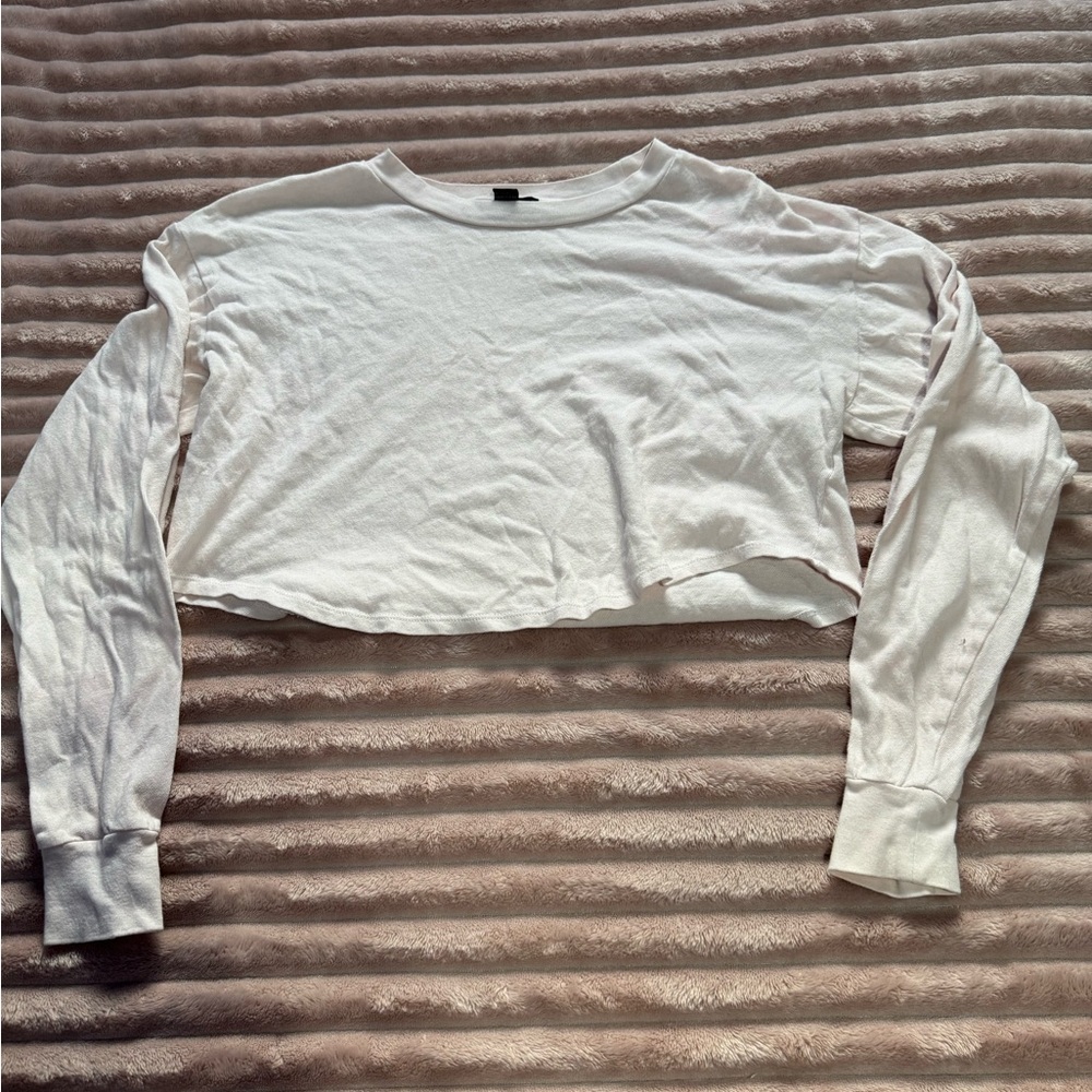 Forever 21 Light Pink Long Sleeve Crop Top